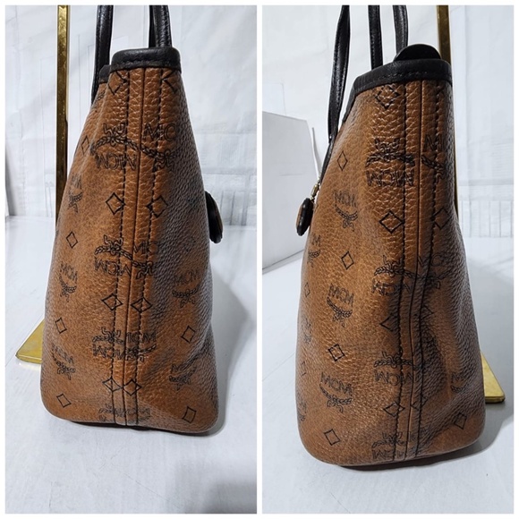 Authentic MCM  Visetos Dog Bone Shopper Tote Brown - Picture 8 of 15